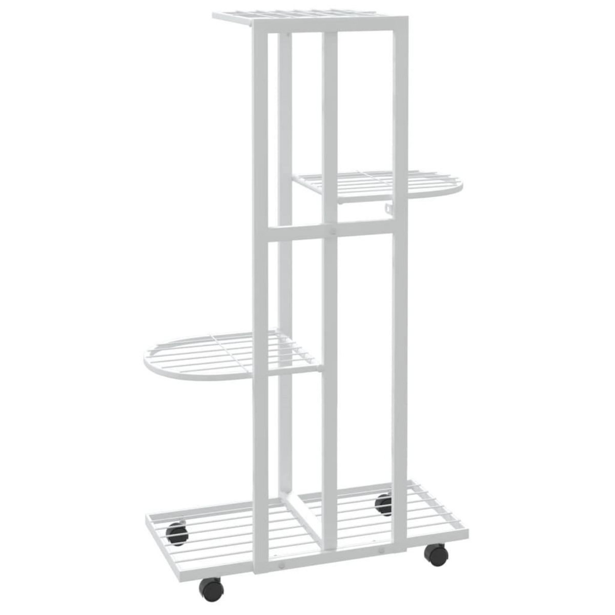 VIDAXL Jardiniere a 4 niveaux avec roues 44x23x80 cm Blanc Fer
