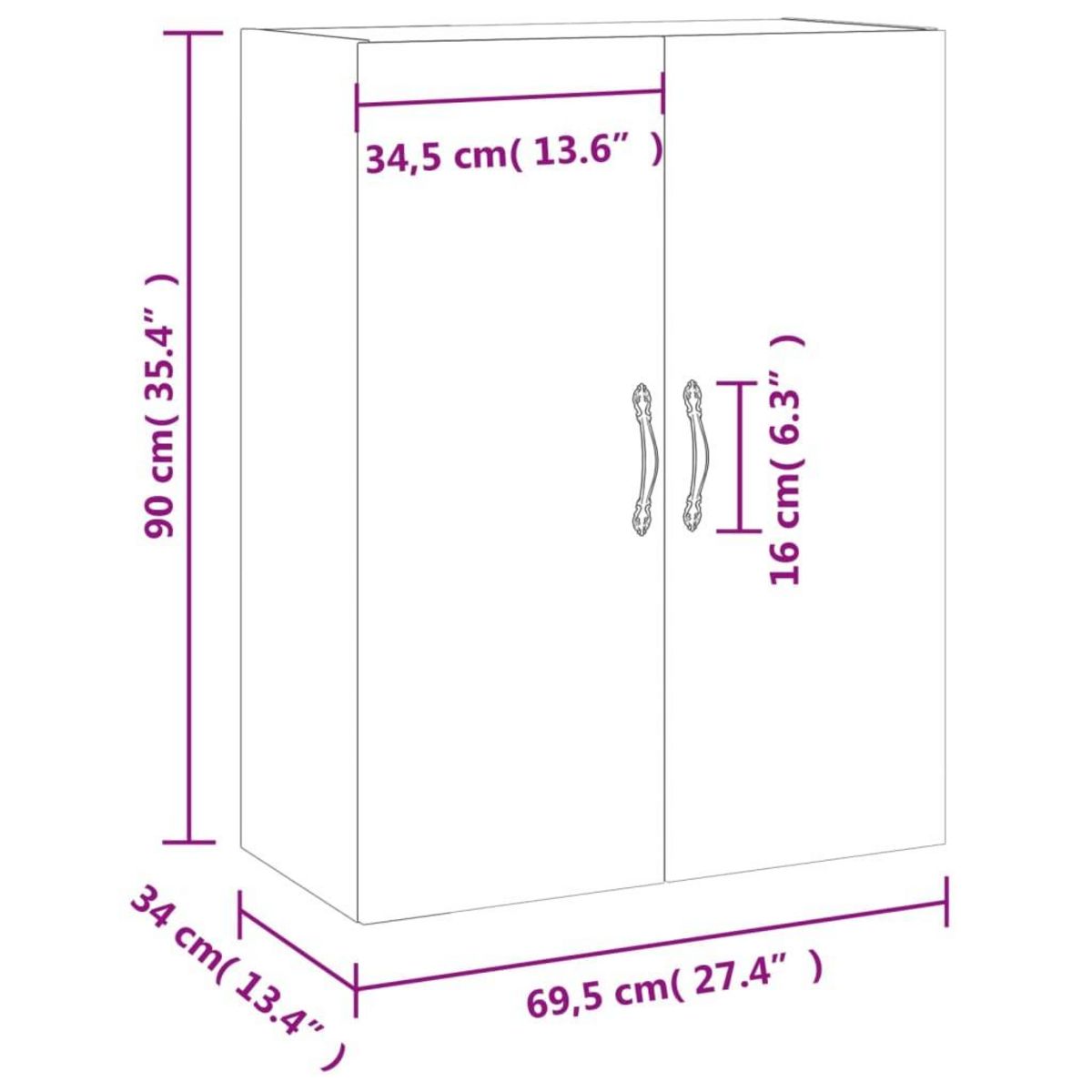 VIDAXL Armoire murale sonoma gris 69,5x34x90 cm