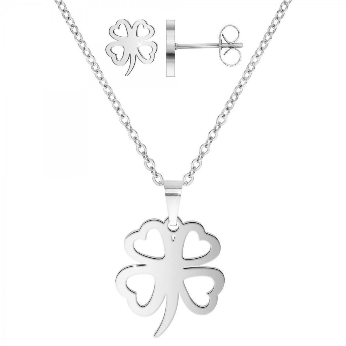 SC CRYSTAL Parure trèfle en acier inoxydable par SC Crystal