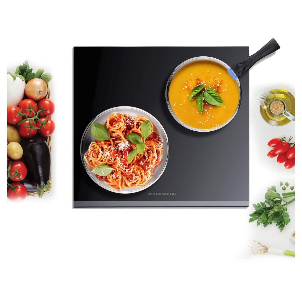 Arthur Martin Batterie de cuisine induction 10 pièces amovible inox