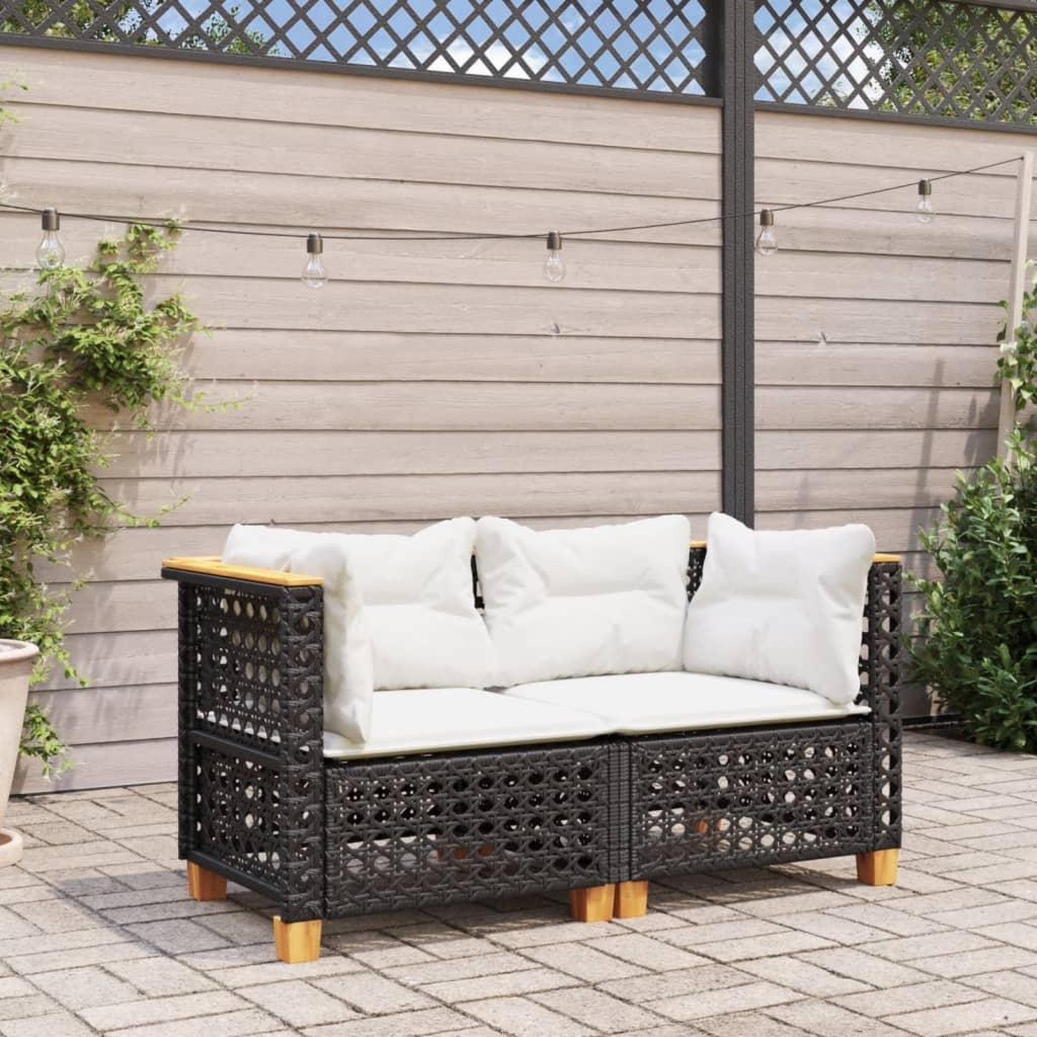Voir la diapositive 3 : VIDAXL Canapes d'angle de jardin et coussins 2 pcs noir resine tressee