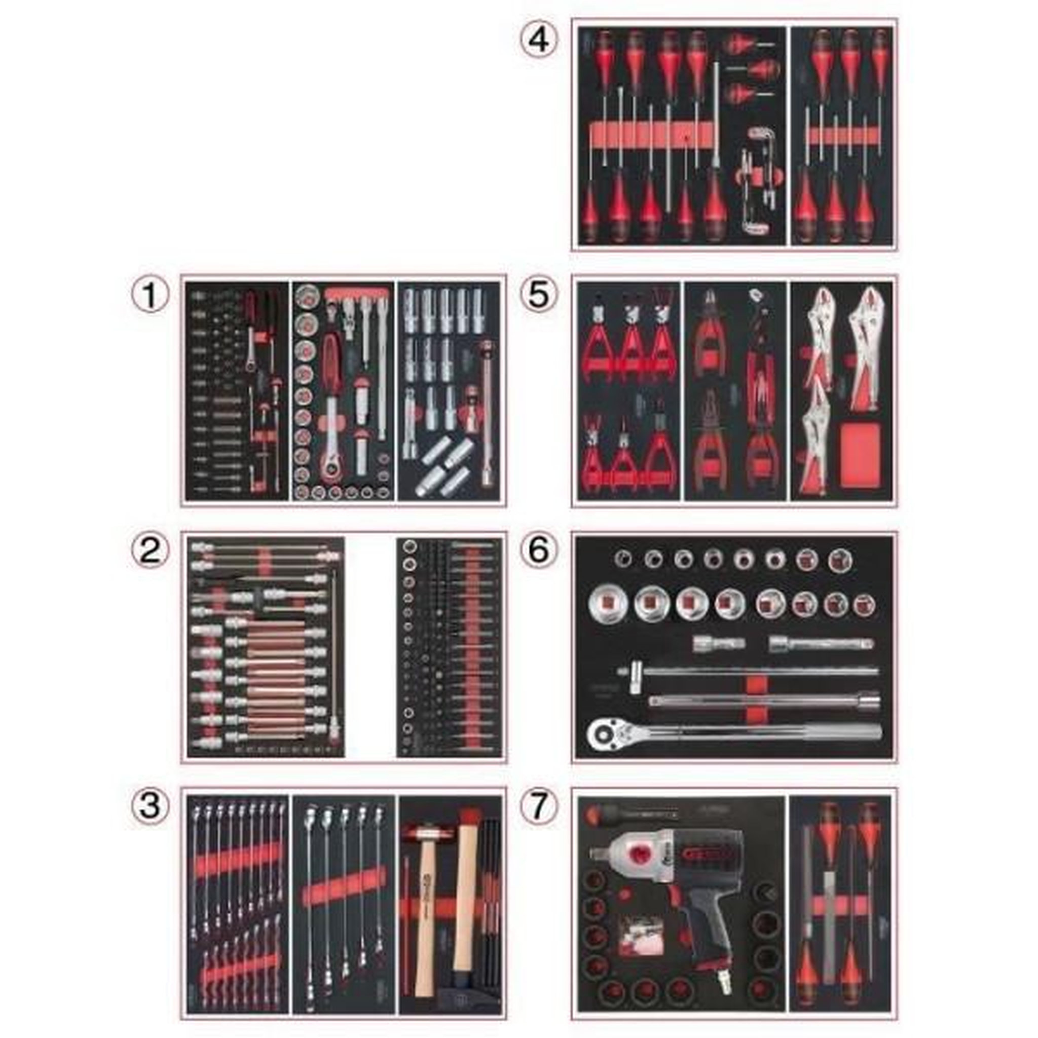 Voir la diapositive 4 : KS TOOLS Servante d'atelier - equipée - 7 tiroirs - ks tools - 823.7337f - noir - equipée de 337 outils - servante one by one
