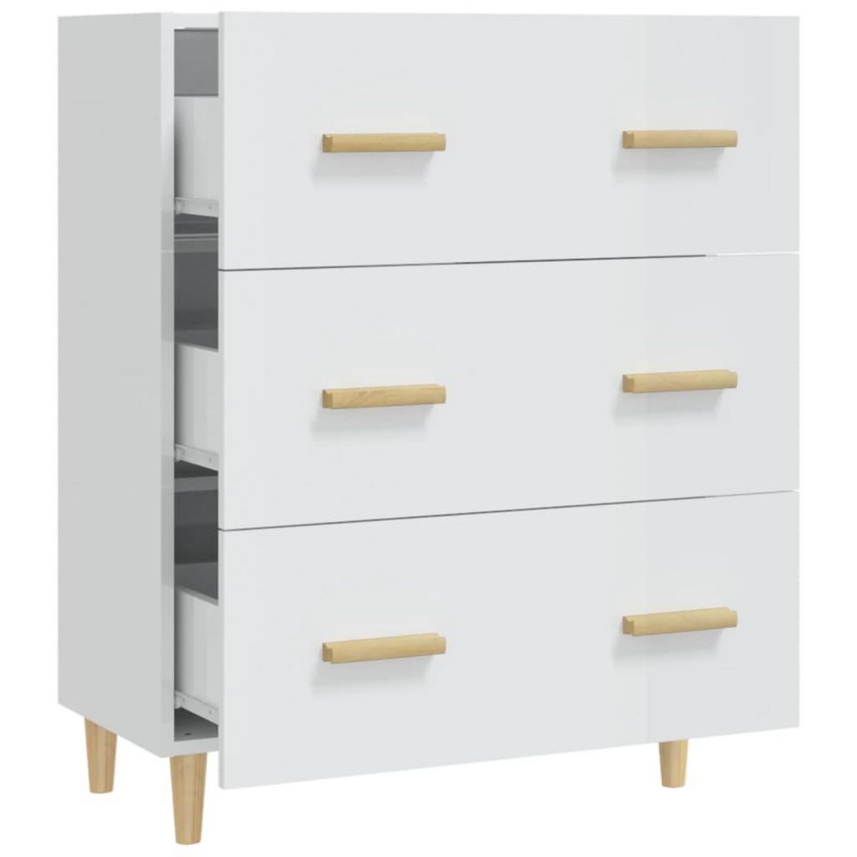 VIDAXL Buffet Blanc brillant 70x34x90 cm Bois d'ingenierie