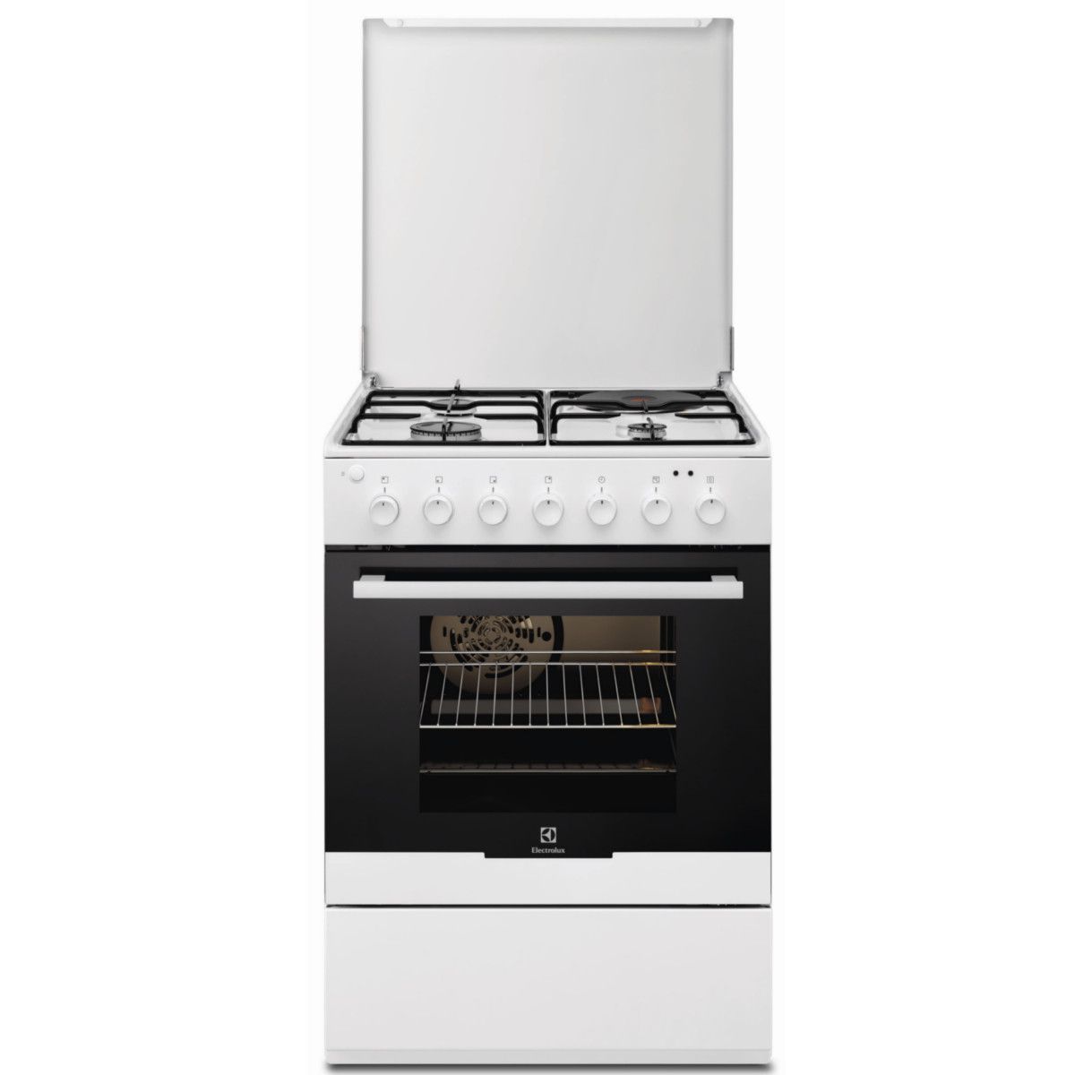 ELECTROLUX Cuisinière à gaz EKM60300OW, 60 cm, 3 Foyers à gaz et 1 électrique, Four multifonction, Nettoyage catalyse