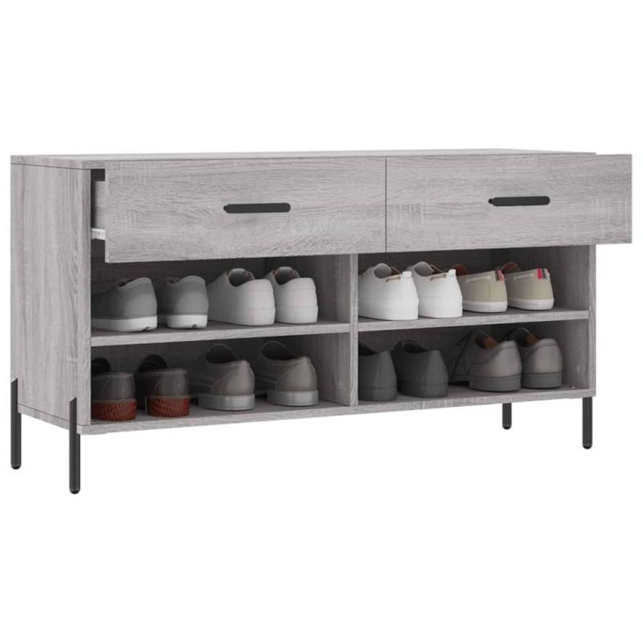 Voir la diapositive 4 : VIDAXL Banc à chaussures sonoma gris 102x35x55 cm bois d ingénierie