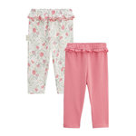 Petit Béguin Lot de 2 leggings enfant Anaelle. Coloris disponibles : Rose
