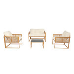 CONCEPT USINE Salon de jardin 4 places effet rotin coussins blancs TURINI