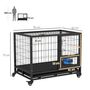 Voir la diapositive 3 : PAWHUT Cage pour chien sur roulettes 2 portes verrouillables - support gamelle, plateau amovible - acier noir