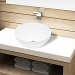 VIDAXL Lavabo de salle de bain Ceramique Rond Blanc
