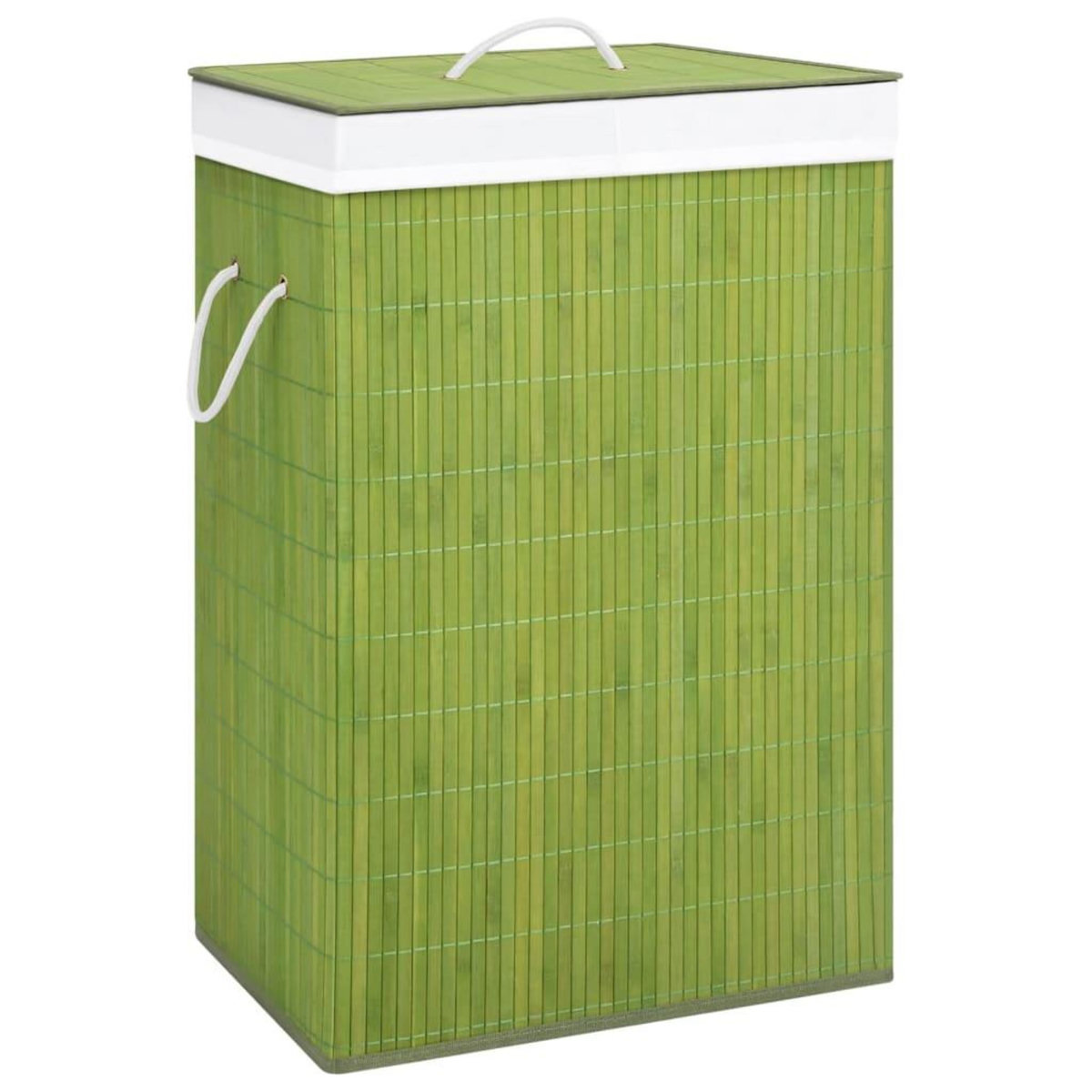 VIDAXL Panier a linge avec 2 sections bambou vert 72 L