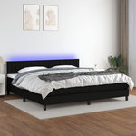 VIDAXL Sommier a lattes de lit et matelas et LED Noir 200x200 cm Tissu