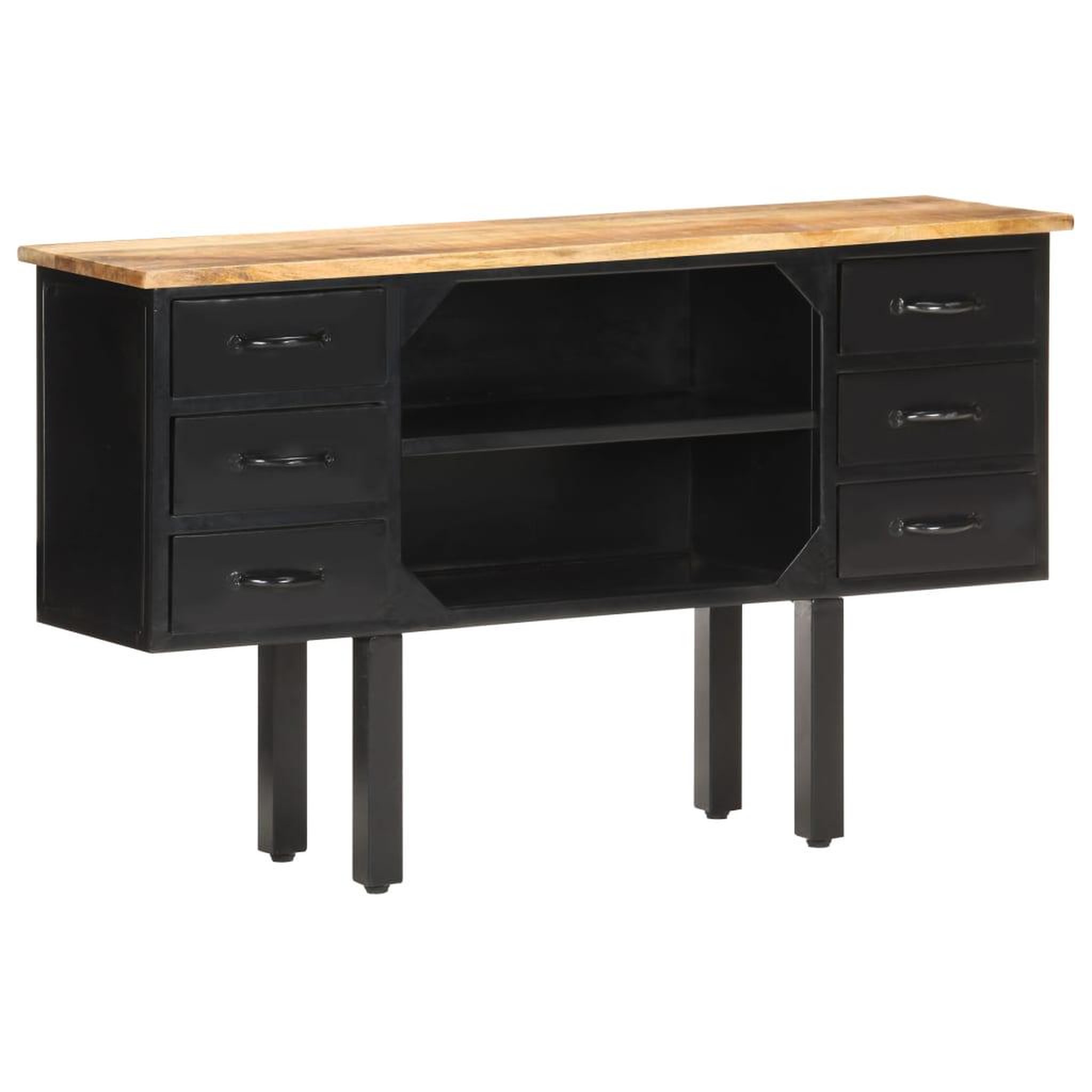 VIDAXL Buffet 110x30x65 cm bois de manguier massif brut et acier