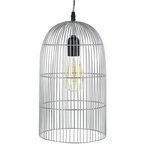 The Home Deco Factory Suspension luminaire en métal filaire Cage - Diam. 20 cm. Coloris disponibles : Gris, Noir