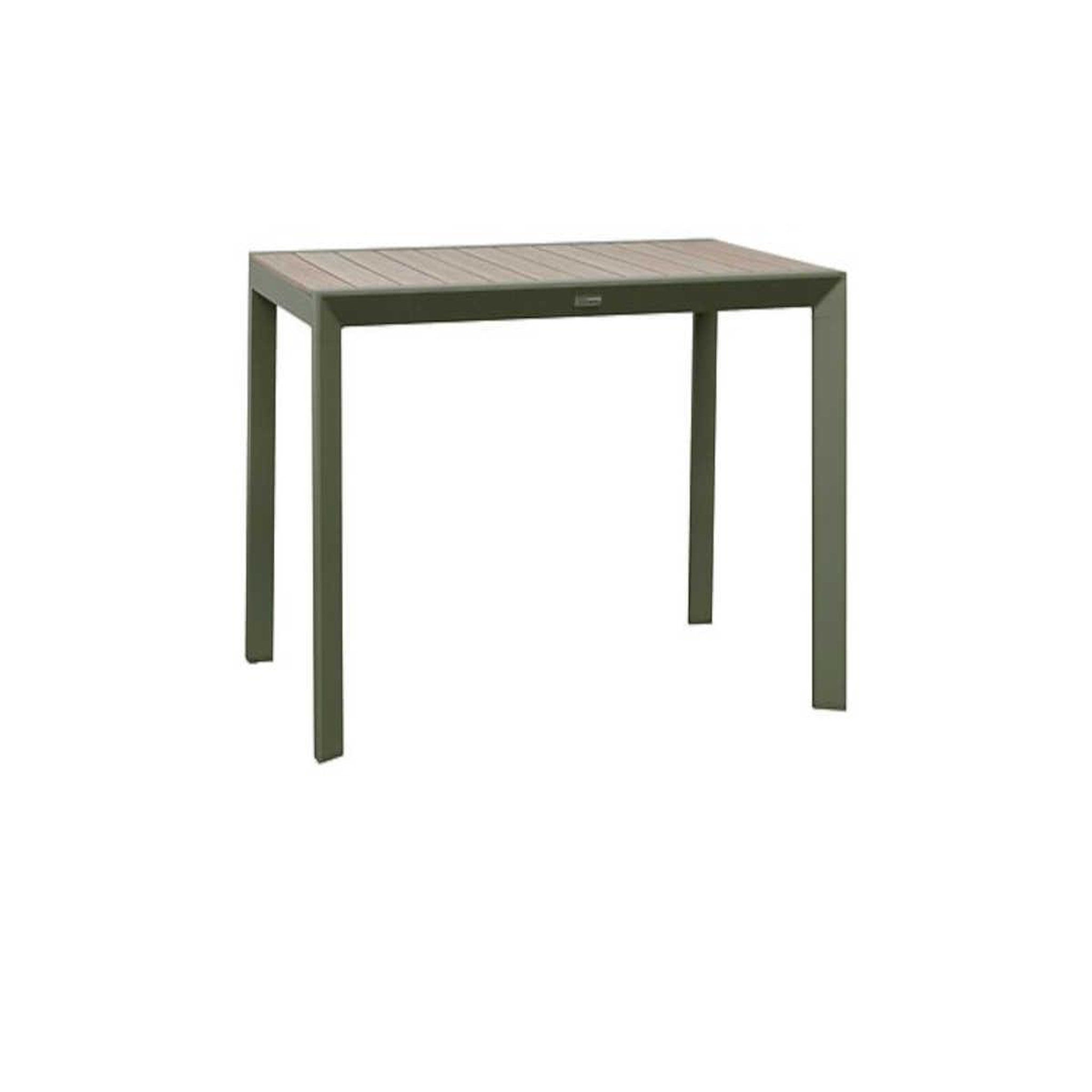 HESPERIDE Table de jardin rectangulaire alu Evasion 4 places effet bois Lin et laurier - Hespéride