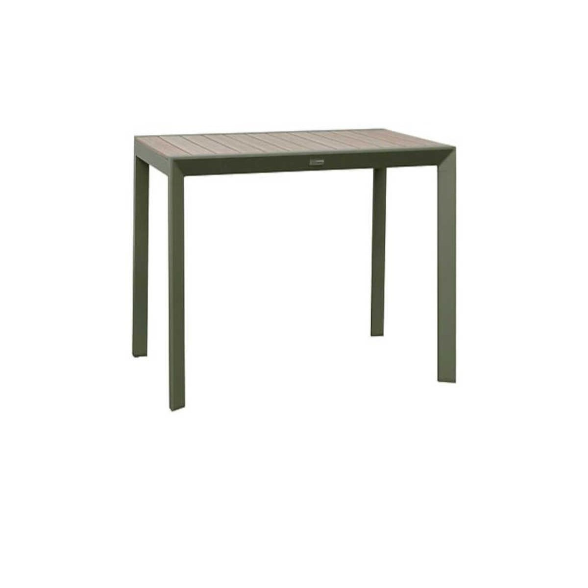 HESPERIDE Table de jardin rectangulaire alu Evasion 4 places effet bois Lin et laurier - Hespéride