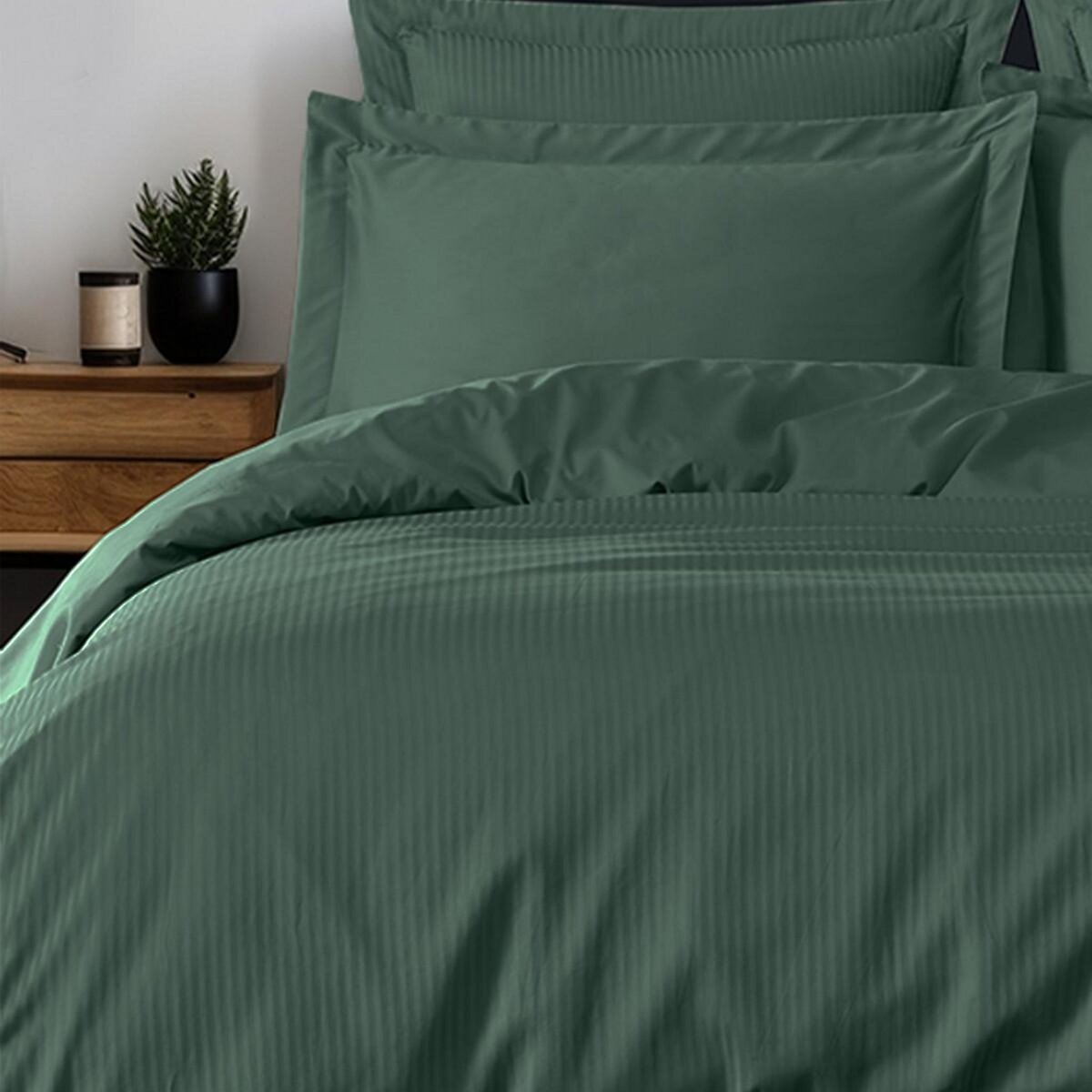 Sensei Maison Housse de couette rayée réversible satin de coton VERSALUXE