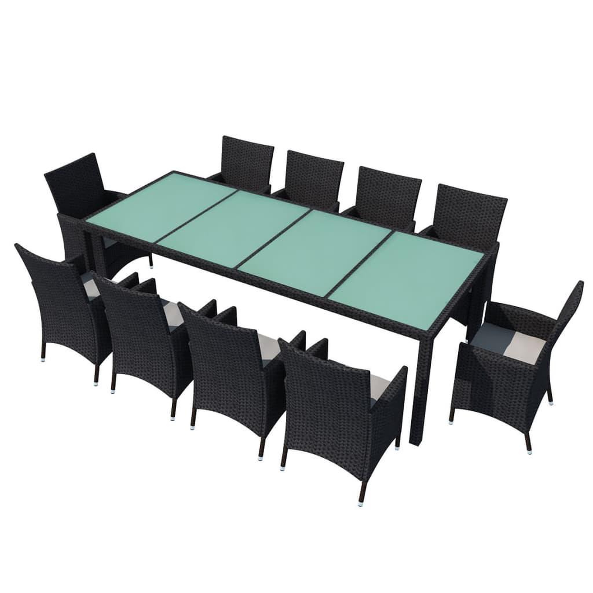 Voir la diapositive 2 : VIDAXL Ensemble a manger d'exterieur 11 pcs coussins resine tressee