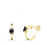 Voir la diapositive 1 : L'ATELIER D'AZUR Boucles d'Oreilles Demi Créoles Saphirs - Or 18 Carats 750 Jaune