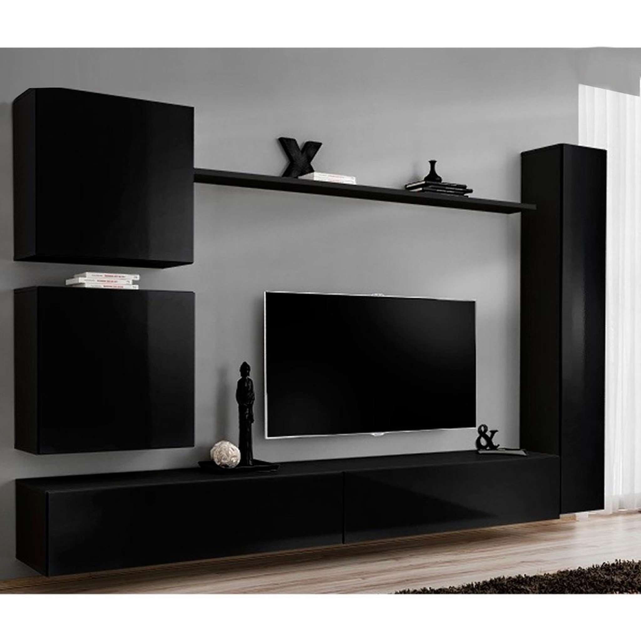 Voir la diapositive 4 : Paris Prix Meuble tv mural design  switch viii  280cm noir