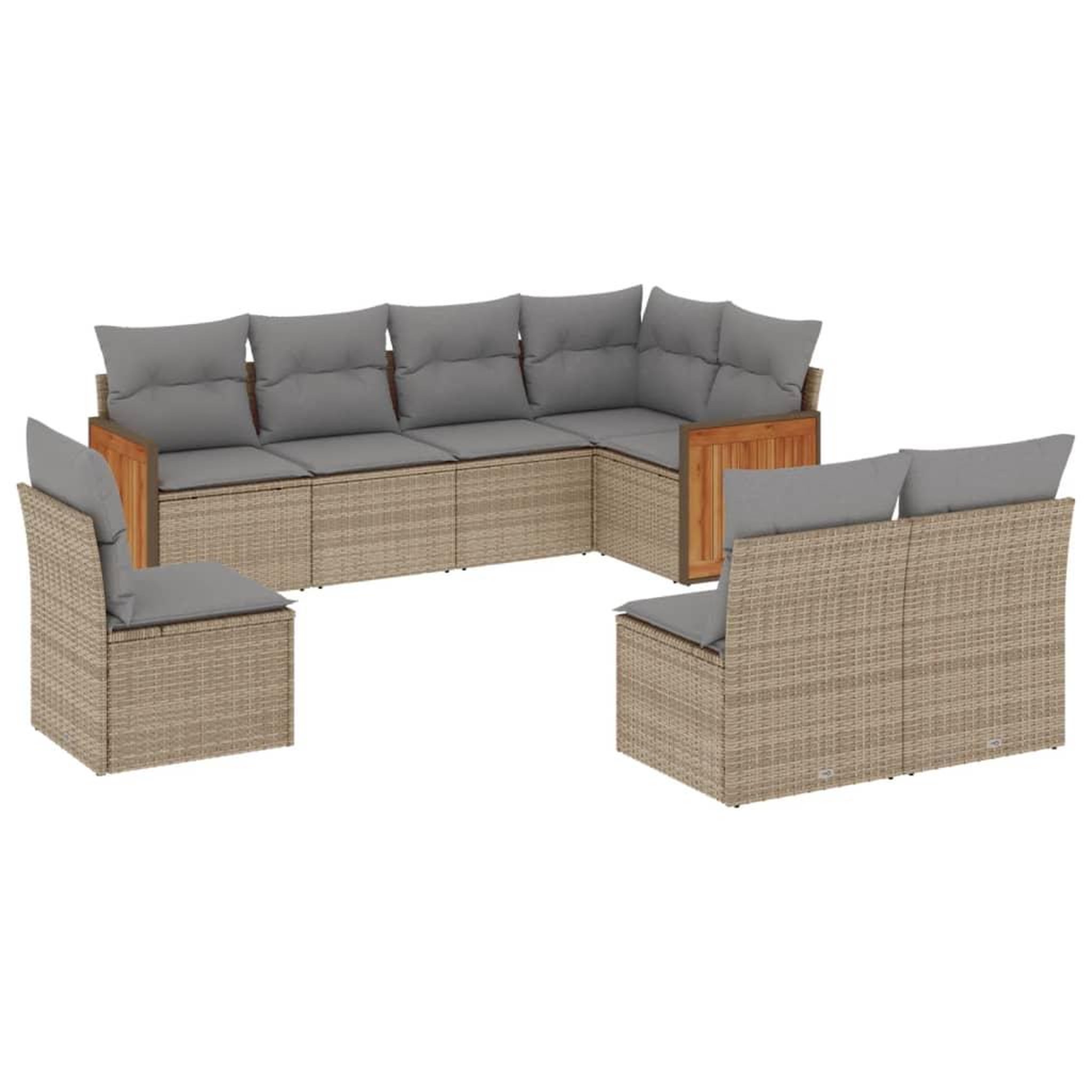Voir la diapositive 2 : VIDAXL Salon de jardin avec coussins 8 pcs beige resine tressee