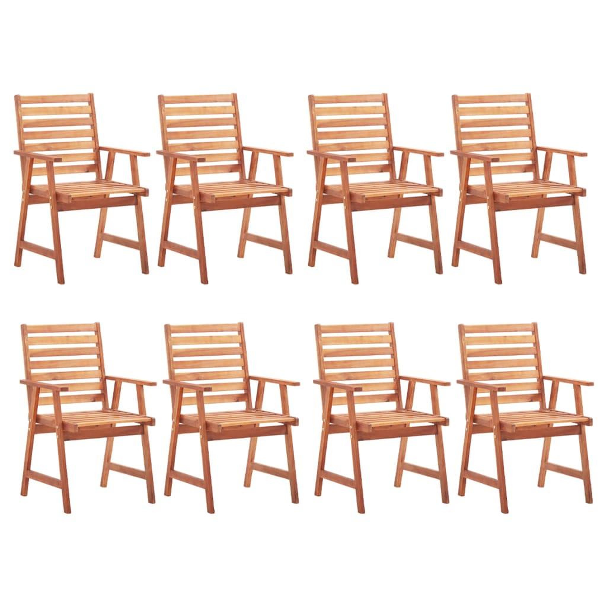 Voir la diapositive 2 : VIDAXL Chaises a manger d'exterieur lot de 8 et coussins Acacia massif