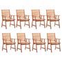 Voir la diapositive 2 : VIDAXL Chaises a manger d'exterieur lot de 8 et coussins Acacia massif