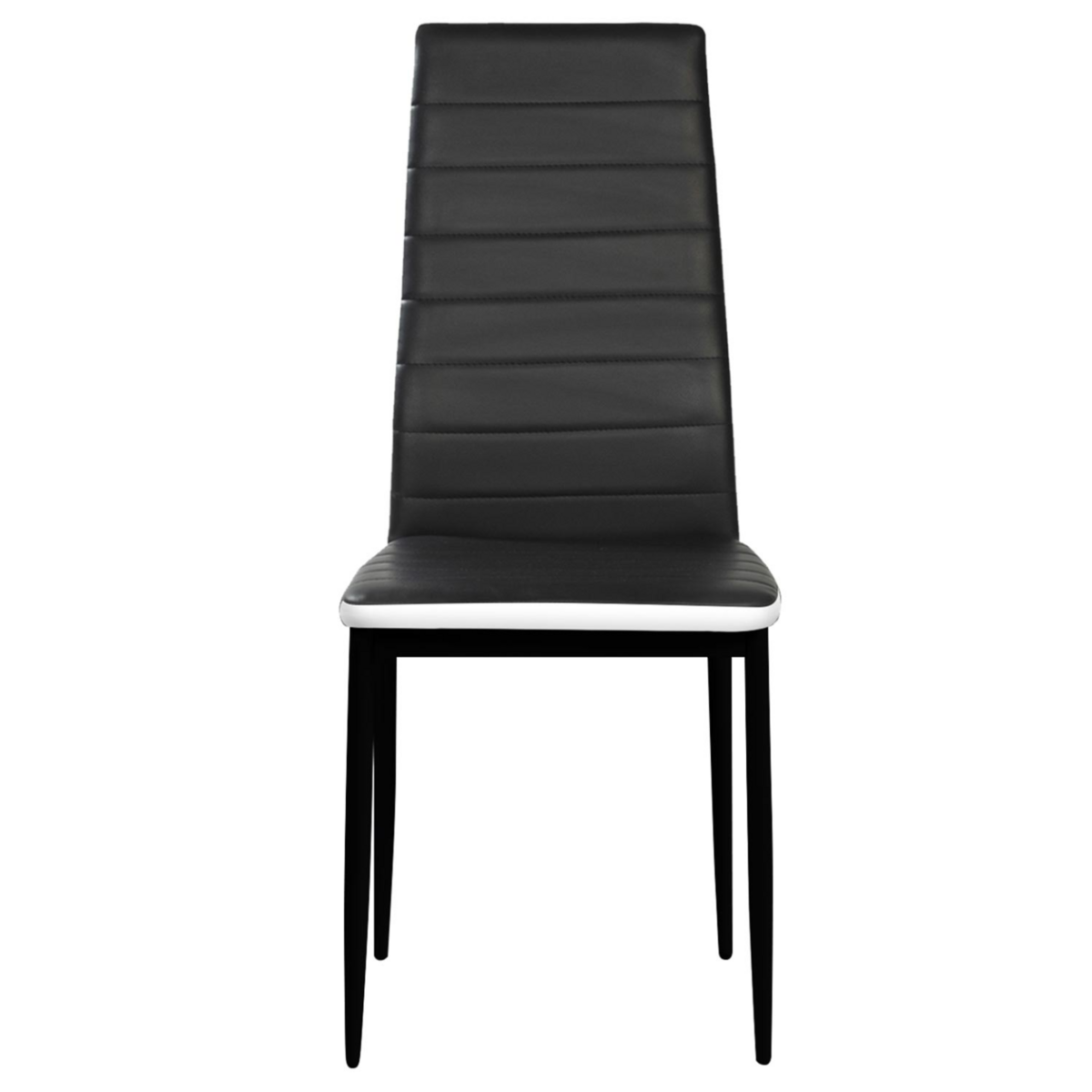 ID MARKET Lot de 6 chaises ROMANE noires bandeau blanc pour salle à manger
