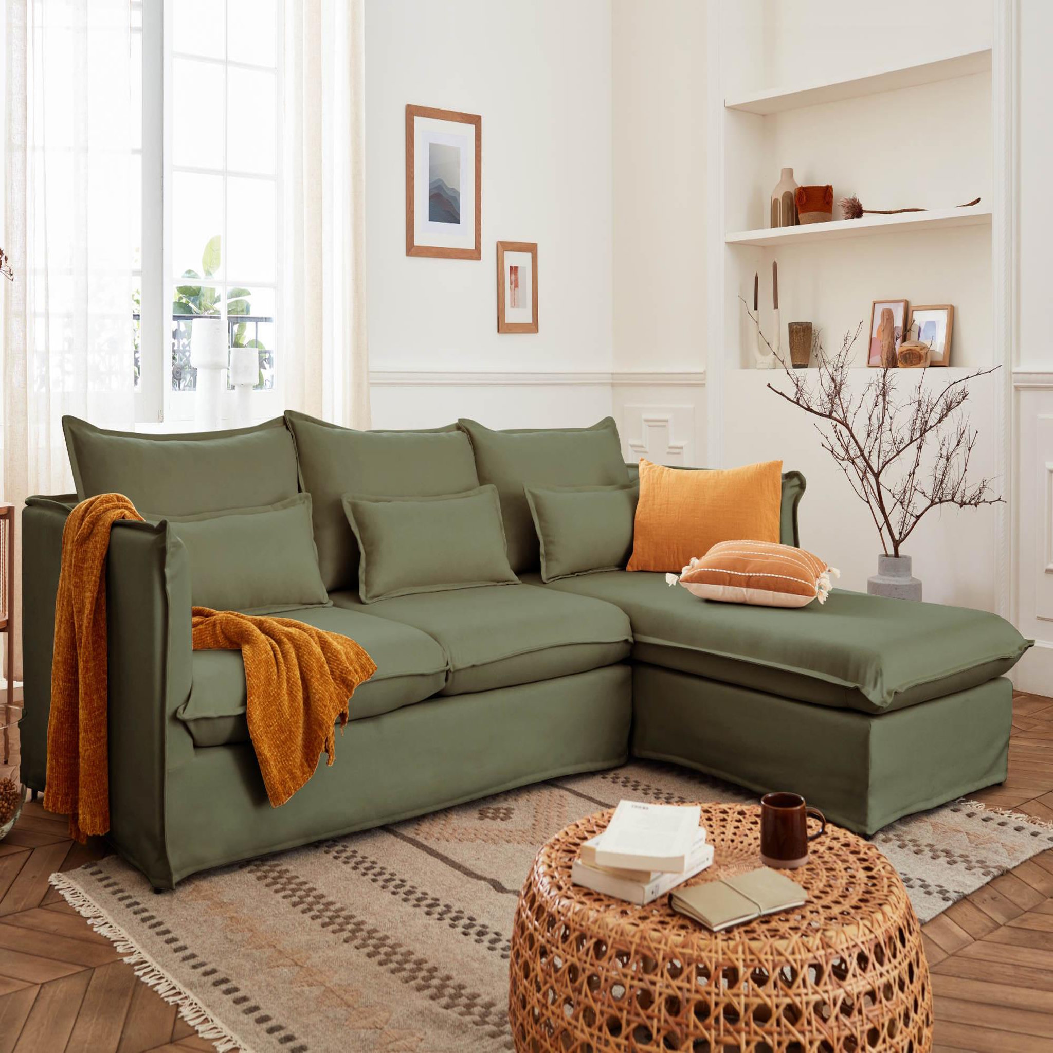 Voir la diapositive 1 : LISA DESIGN Adriann - canapé d'angle droit fixe - 4 places - en tissu déhoussable