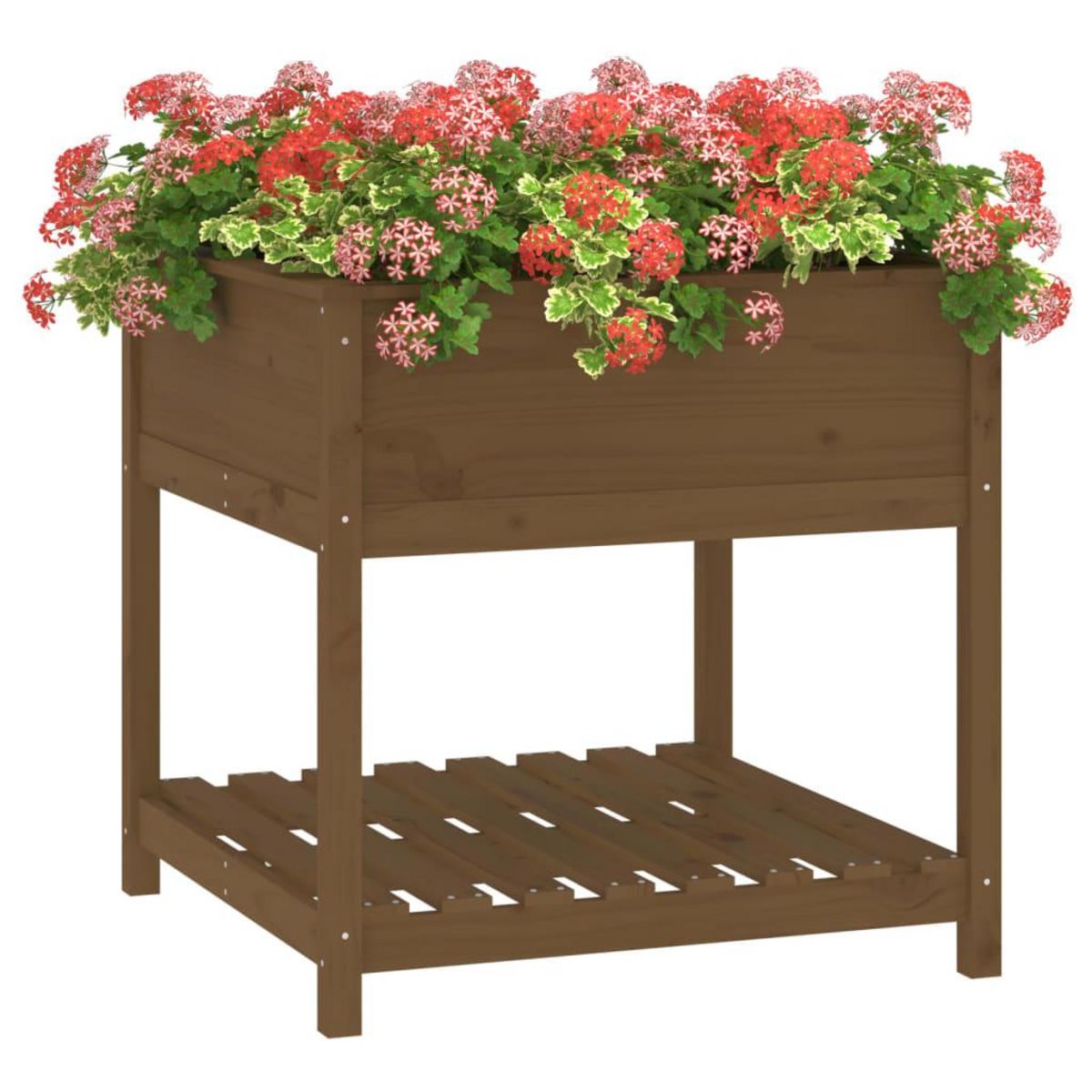 VIDAXL Jardiniere avec etagere Marron miel 82,5x82,5x81 cm Bois de pin