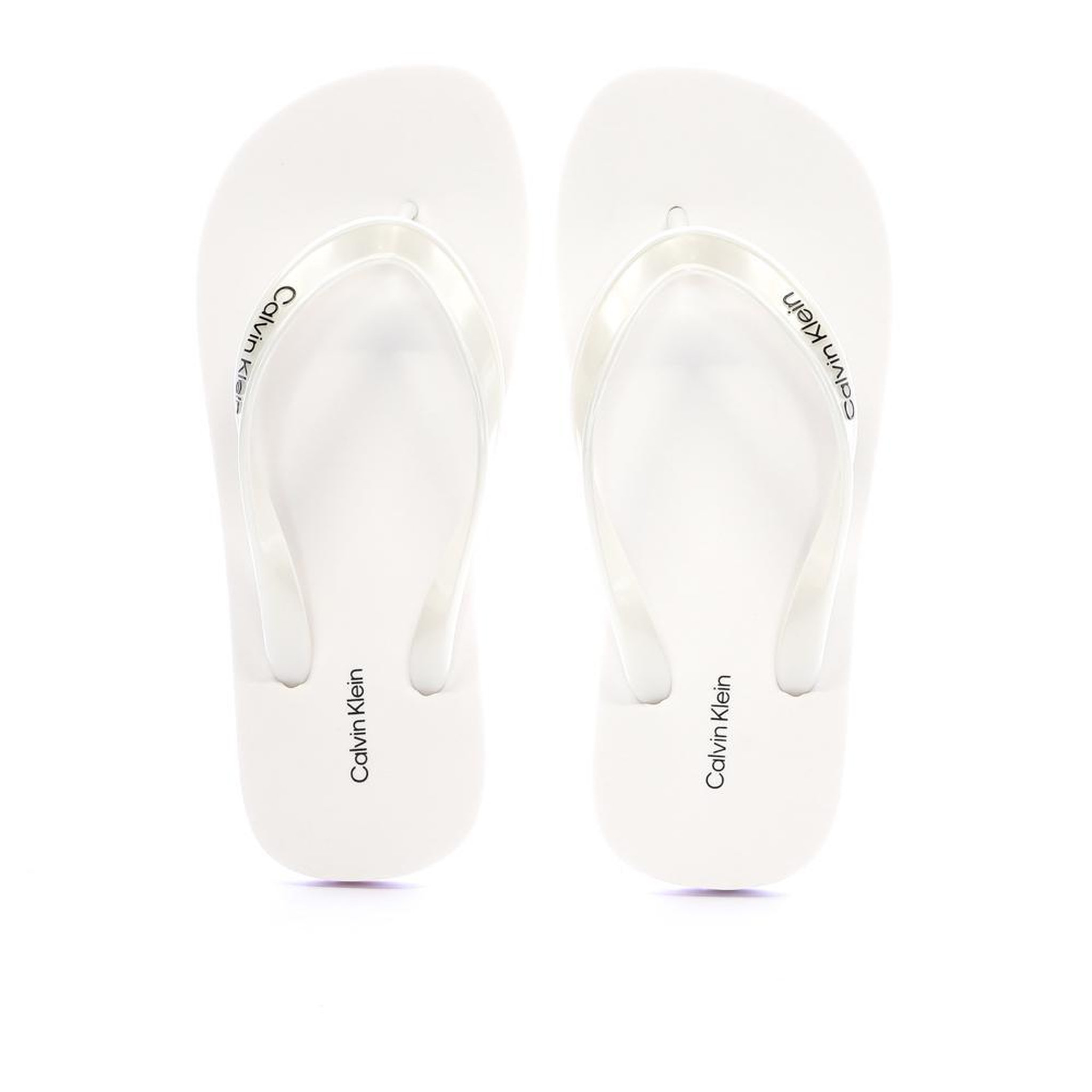 Voir la diapositive 5 : CALVIN KLEIN JEANS Tongs Blanches Femme Calvin Klein Jeans Flip Flop Tpu Metall