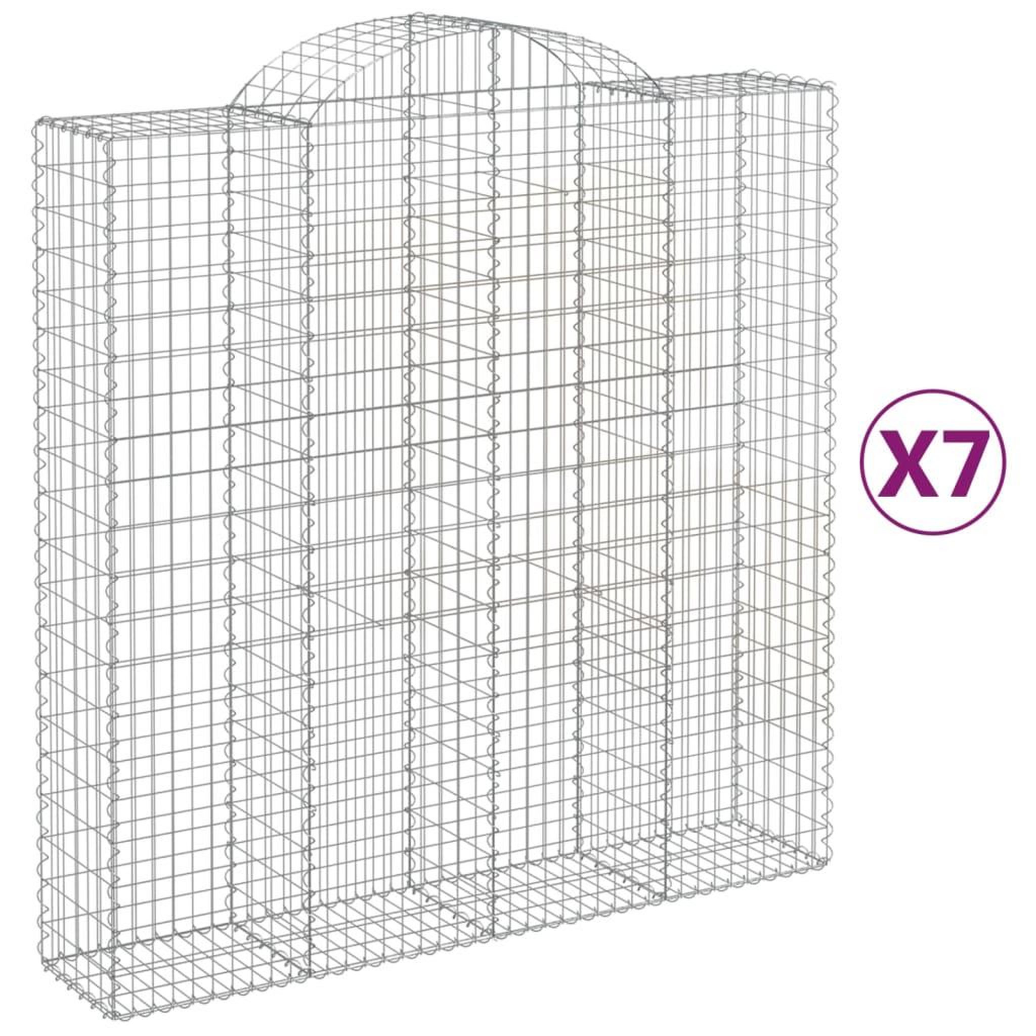 Voir la diapositive 2 : VIDAXL Paniers a gabions arques 7 pcs 200x50x200/220 cm Fer galvanise
