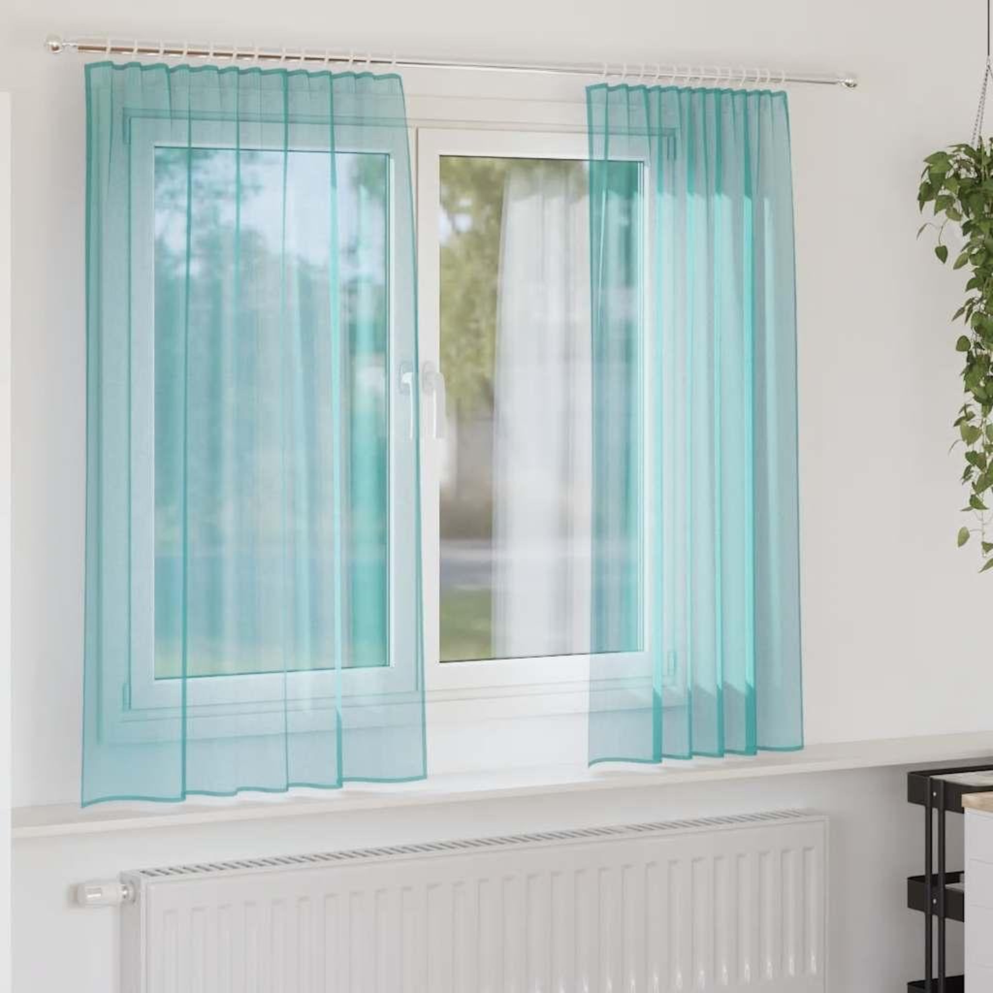 VIDAXL Rideaux en voile avec boucles 2 pcs turquoise 140x175 cm