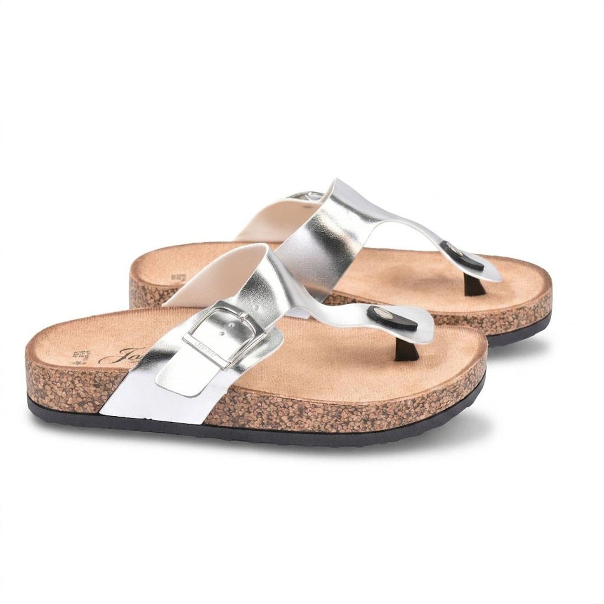 OZABI OZABI Sandales Tong Boucle Nubuck Métal Camel Argent Bronze