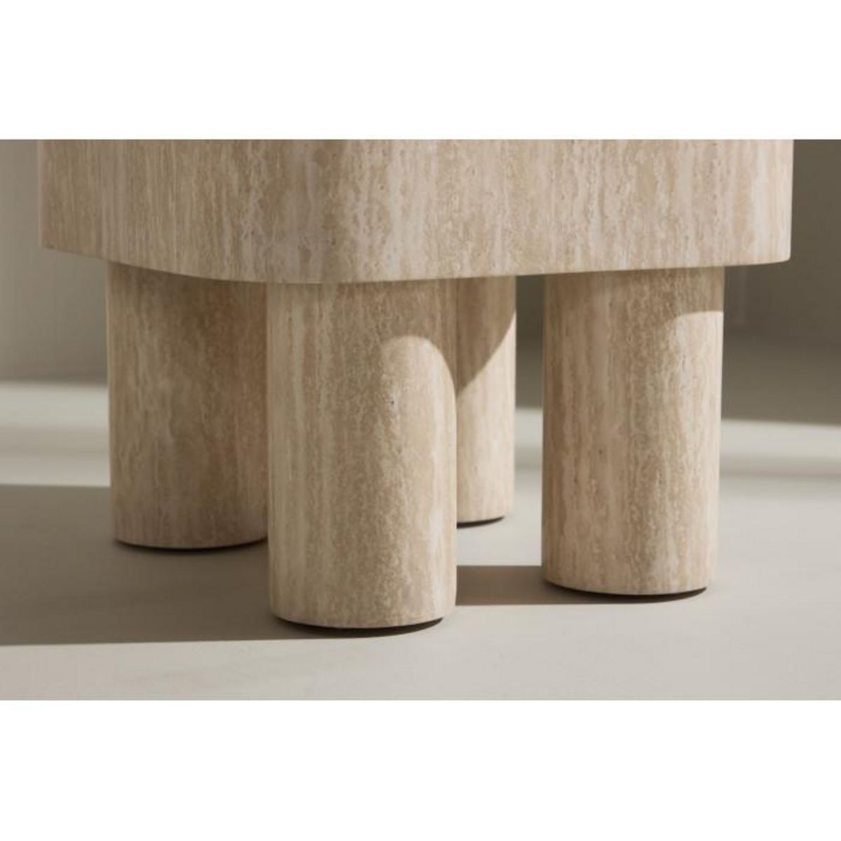 Paris Prix Table d'Appoint Effet Travertin  Klirou  50cm Beige