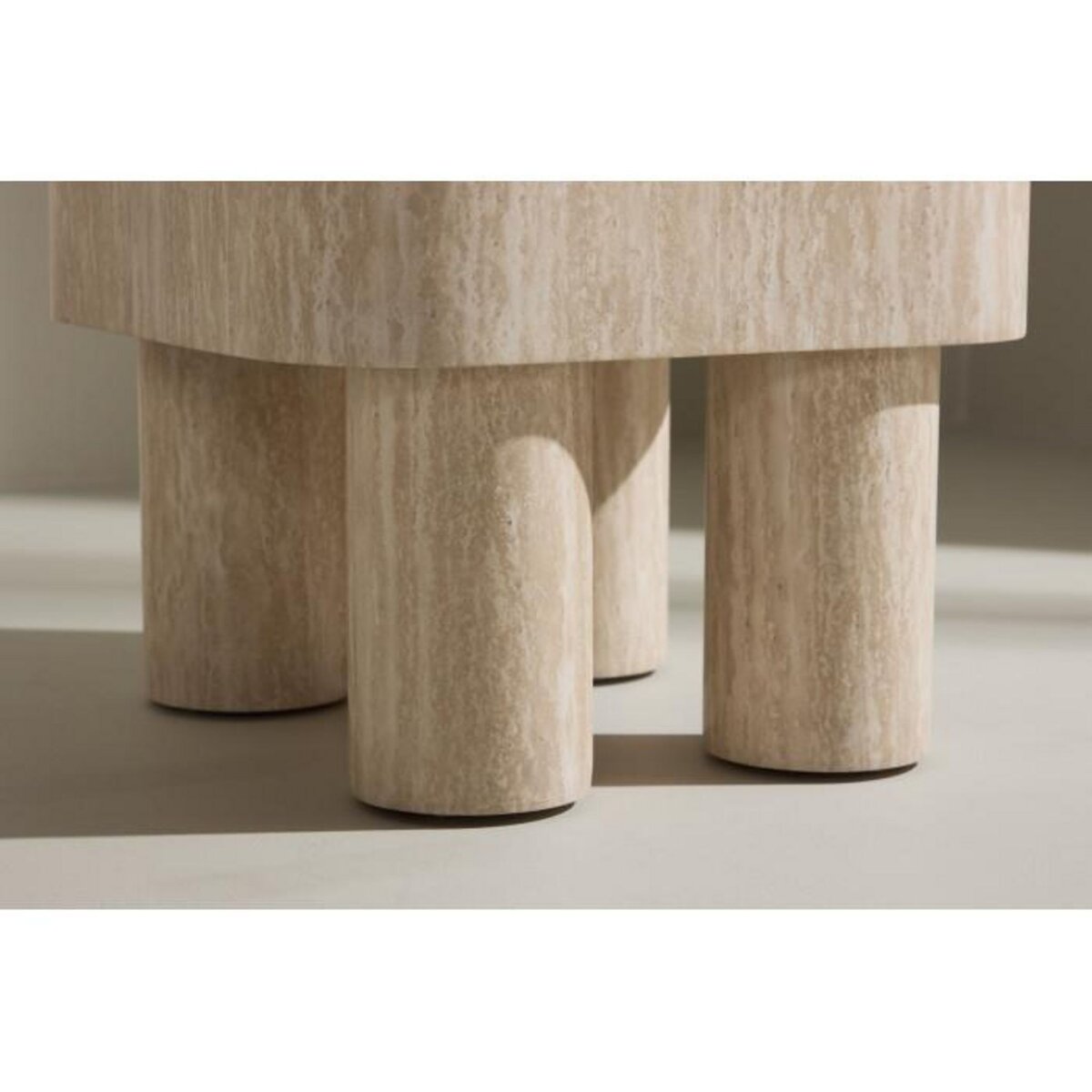 Paris Prix Table d'Appoint Effet Travertin  Klirou  50cm Beige
