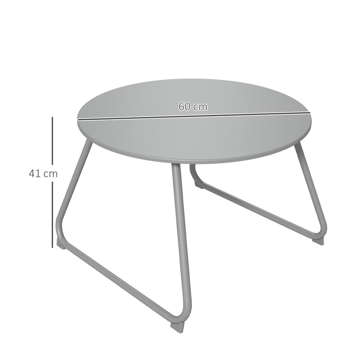 OUTSUNNY Table basse de jardin ronde Ø 60 cm métal époxy gris