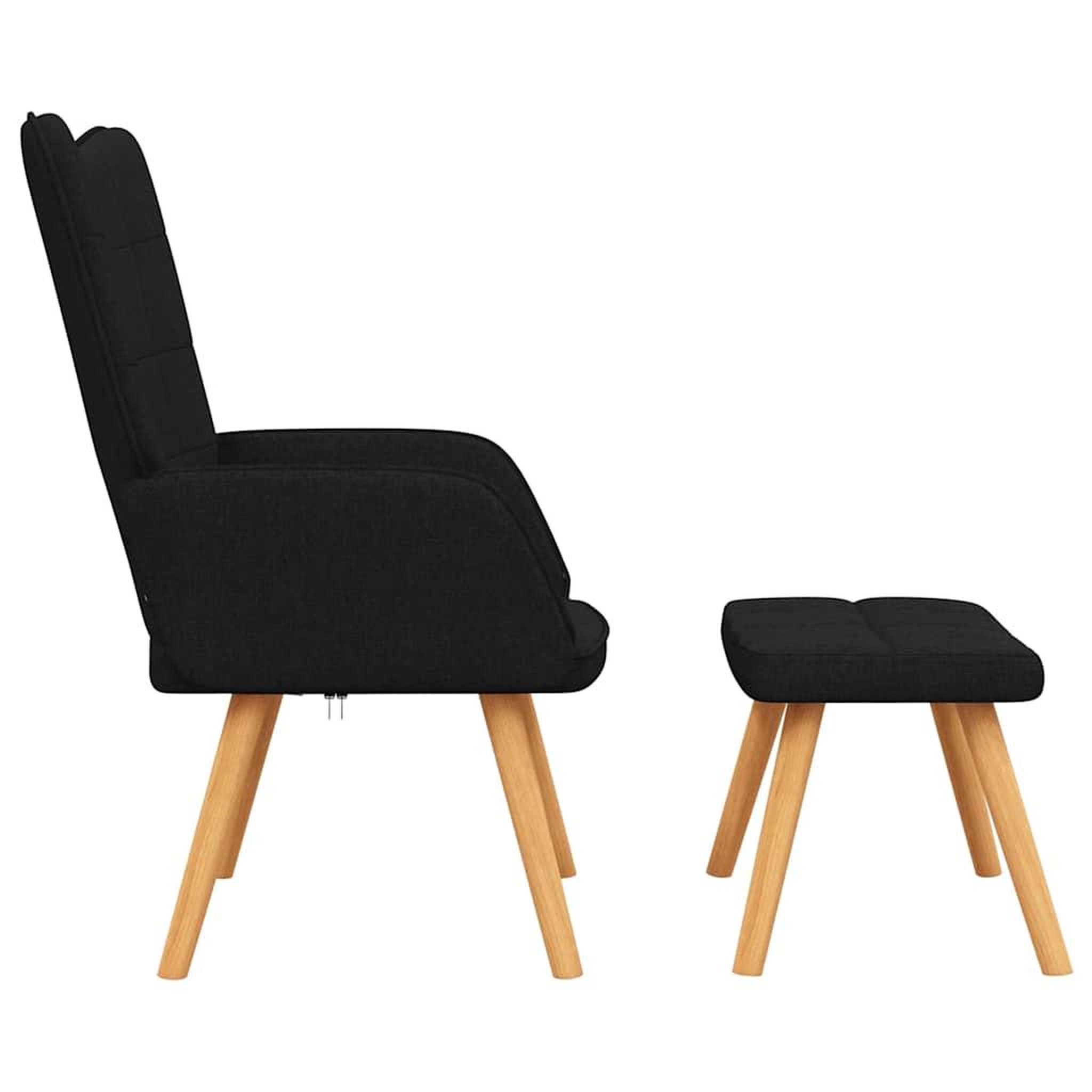Voir la diapositive 4 : VIDAXL Chaise de relaxation avec tabouret Noir Tissu