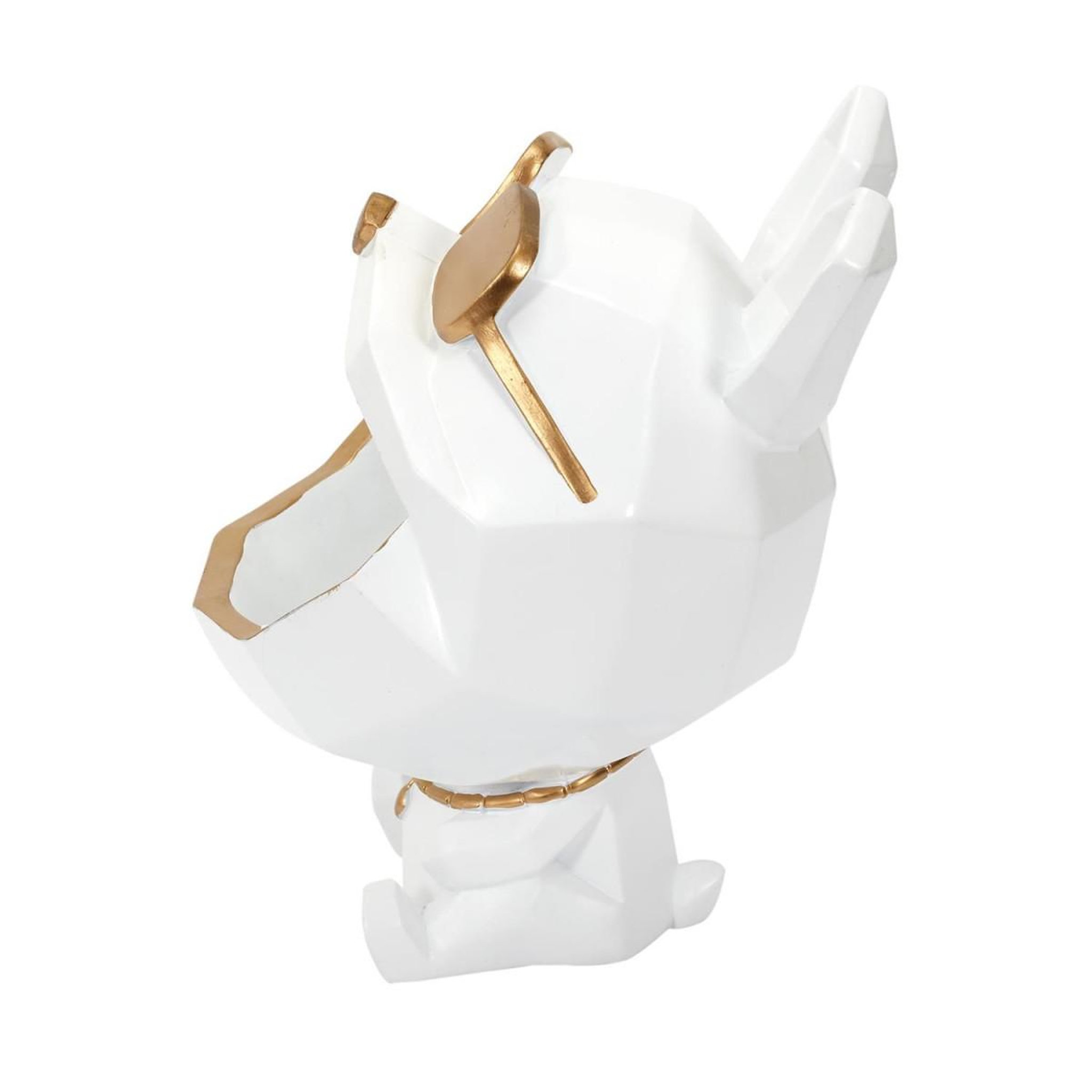 Voir la diapositive 2 : The Home Deco Factory Statuette & vide-poche  chien à lunettes  23cm blanc