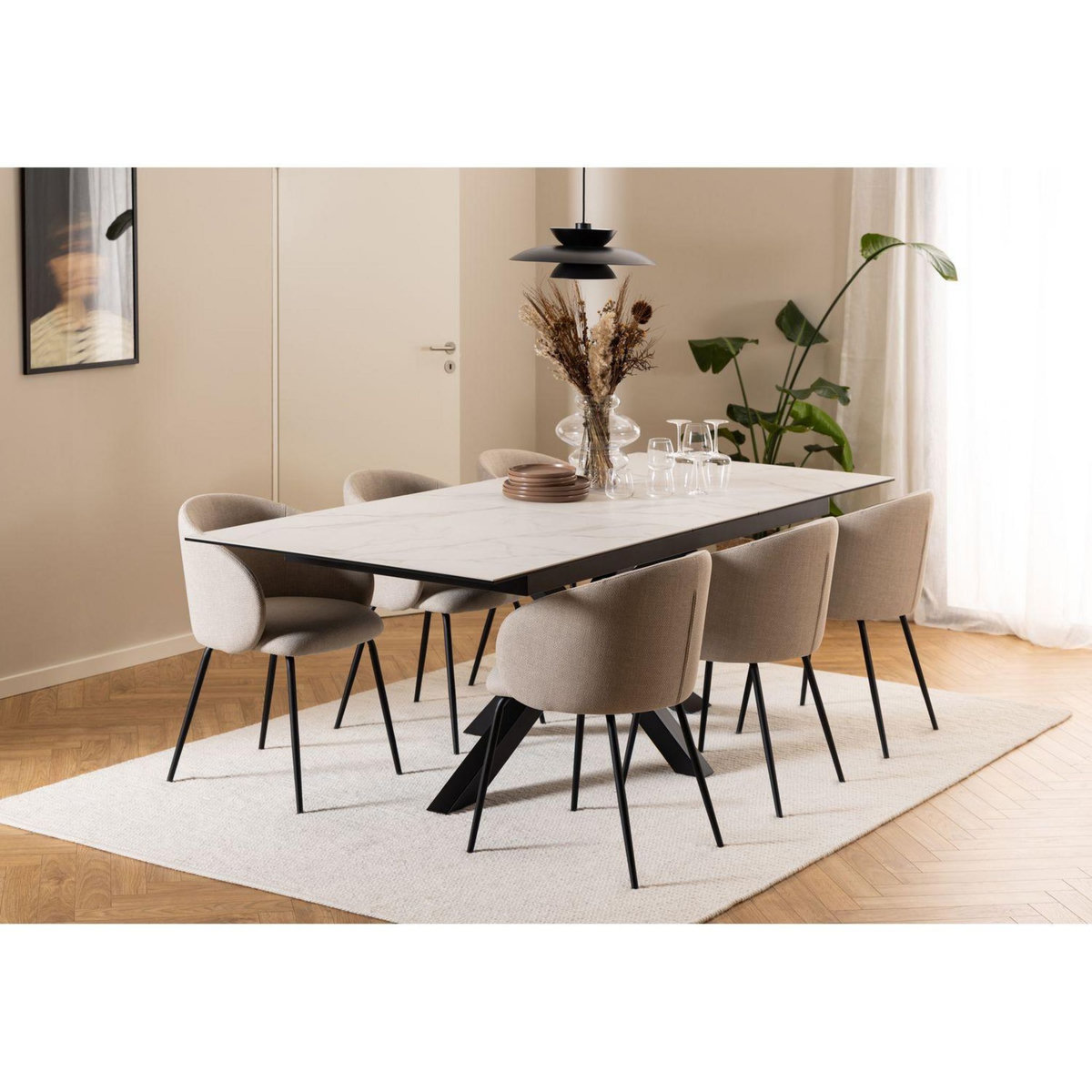 TOILINUX Lot de 2 chaises en tissu avec accoudoirs SÖREN