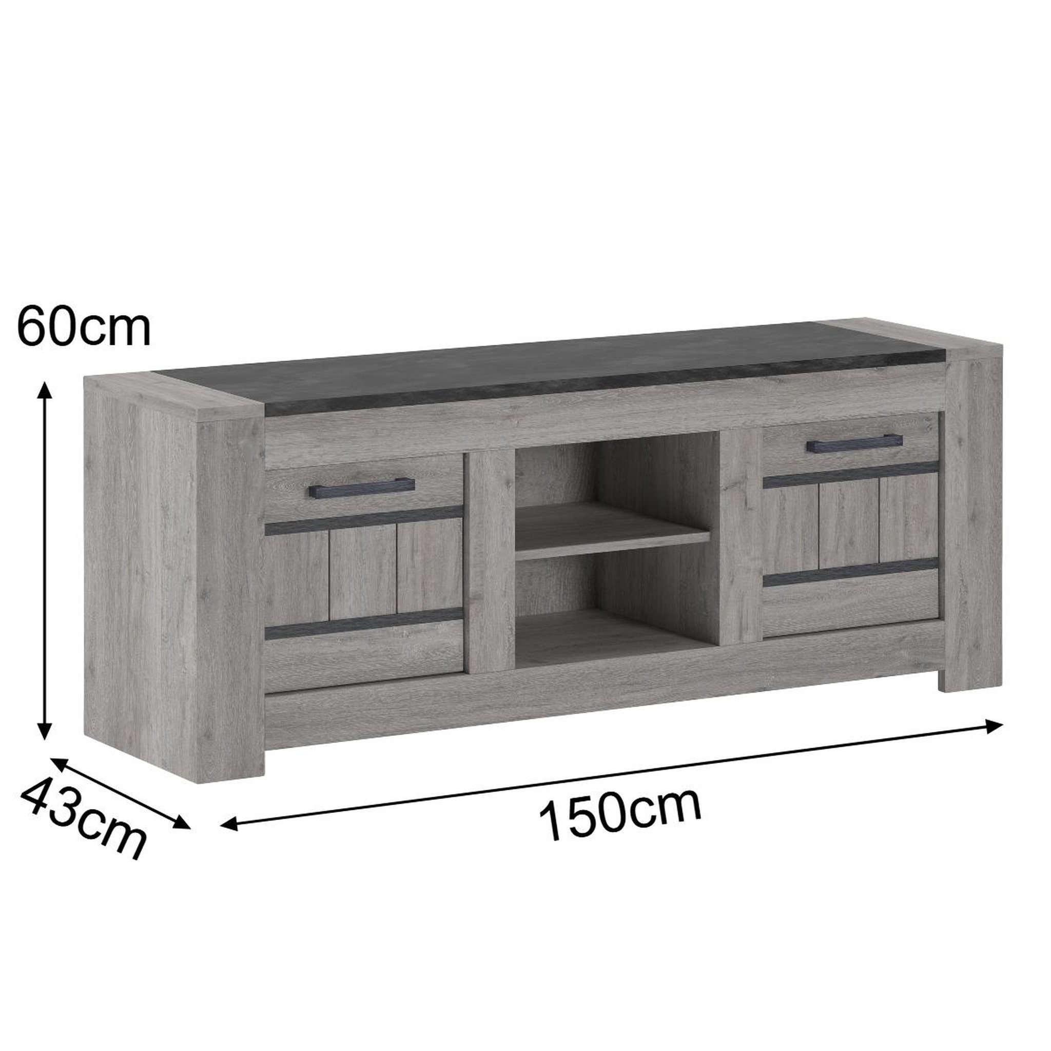 Voir la diapositive 3 : JLC KREATION Meuble tv moderne chêne gris maya