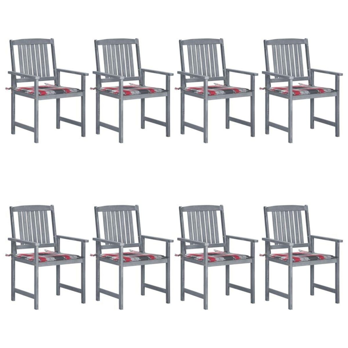 VIDAXL Chaises de jardin et coussins lot de 8 Bois acacia solide Gris