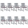 Voir la diapositive 1 : VIDAXL Chaises de jardin et coussins lot de 8 Bois acacia solide Gris