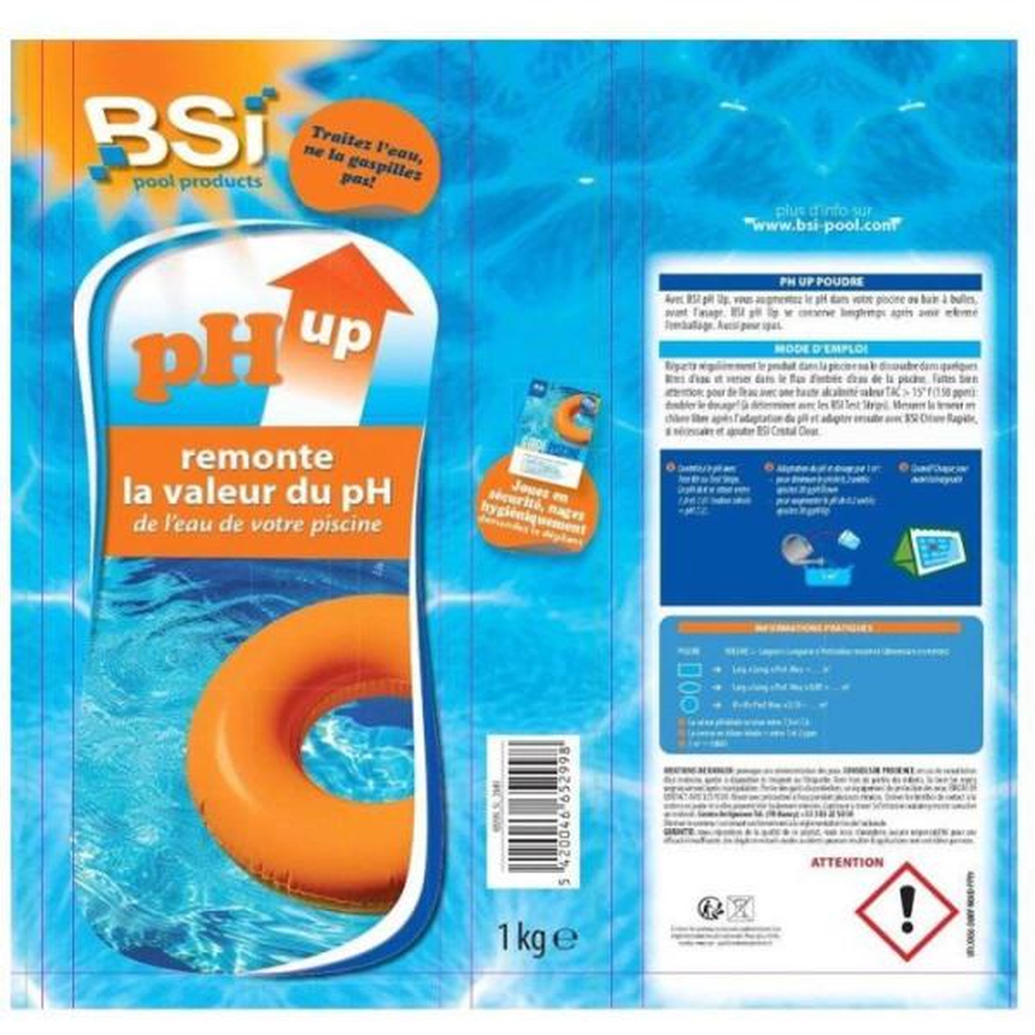 Voir la diapositive 3 : Bsi Correcteur ph piscine - bsi - ph plus poudre - 1 kg - augmente ph - équilibre eau - piscine & spa