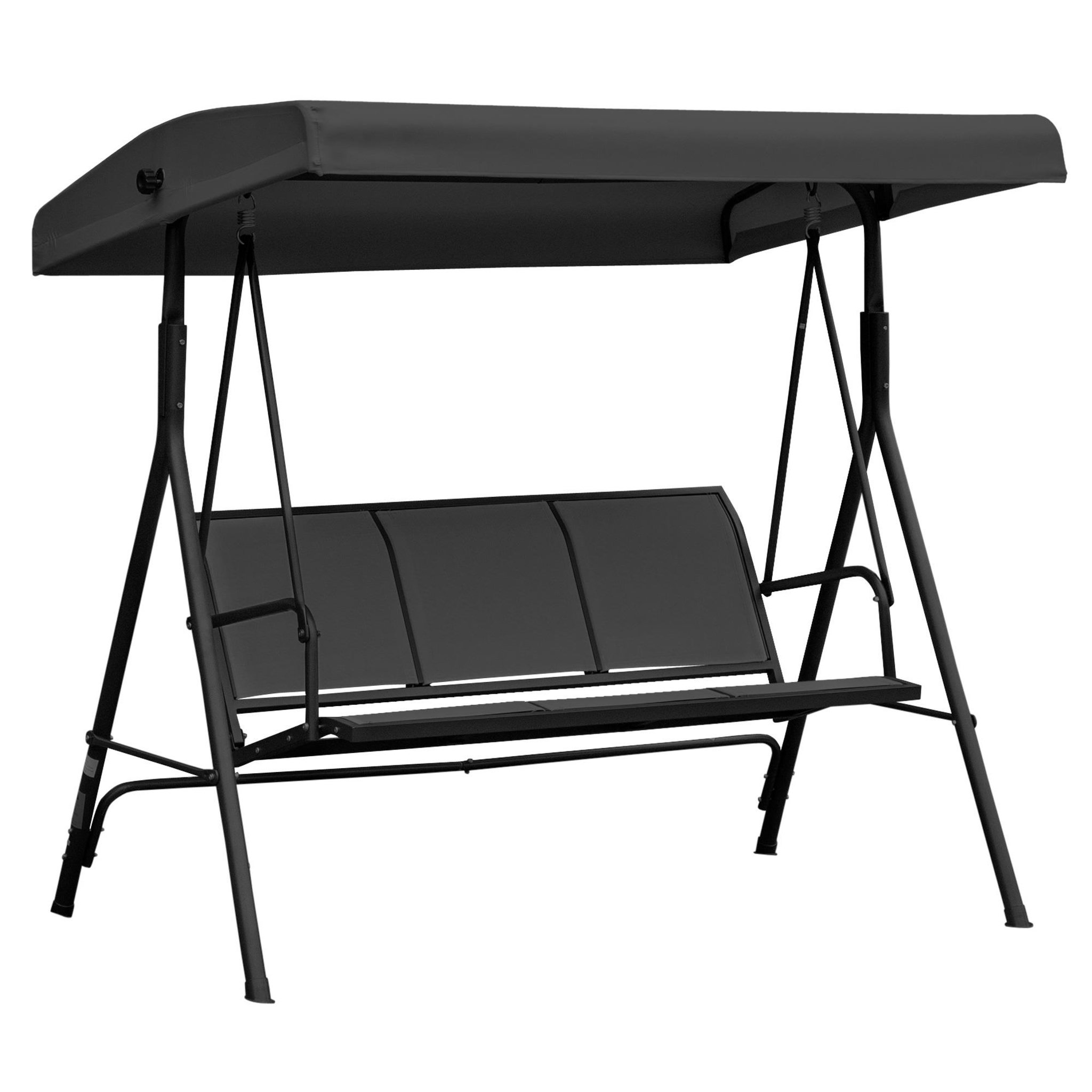 OUTSUNNY Balancelle de jardin 3 places grand confort toit inclinaison réglable assise et dossier ergonomique acier époxy textilène noir