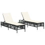 Voir la diapositive 3 : VIDAXL Chaises longues lot de 2 avec table noir resine tressee