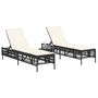 Voir la diapositive 3 : VIDAXL Chaises longues lot de 2 avec table noir resine tressee