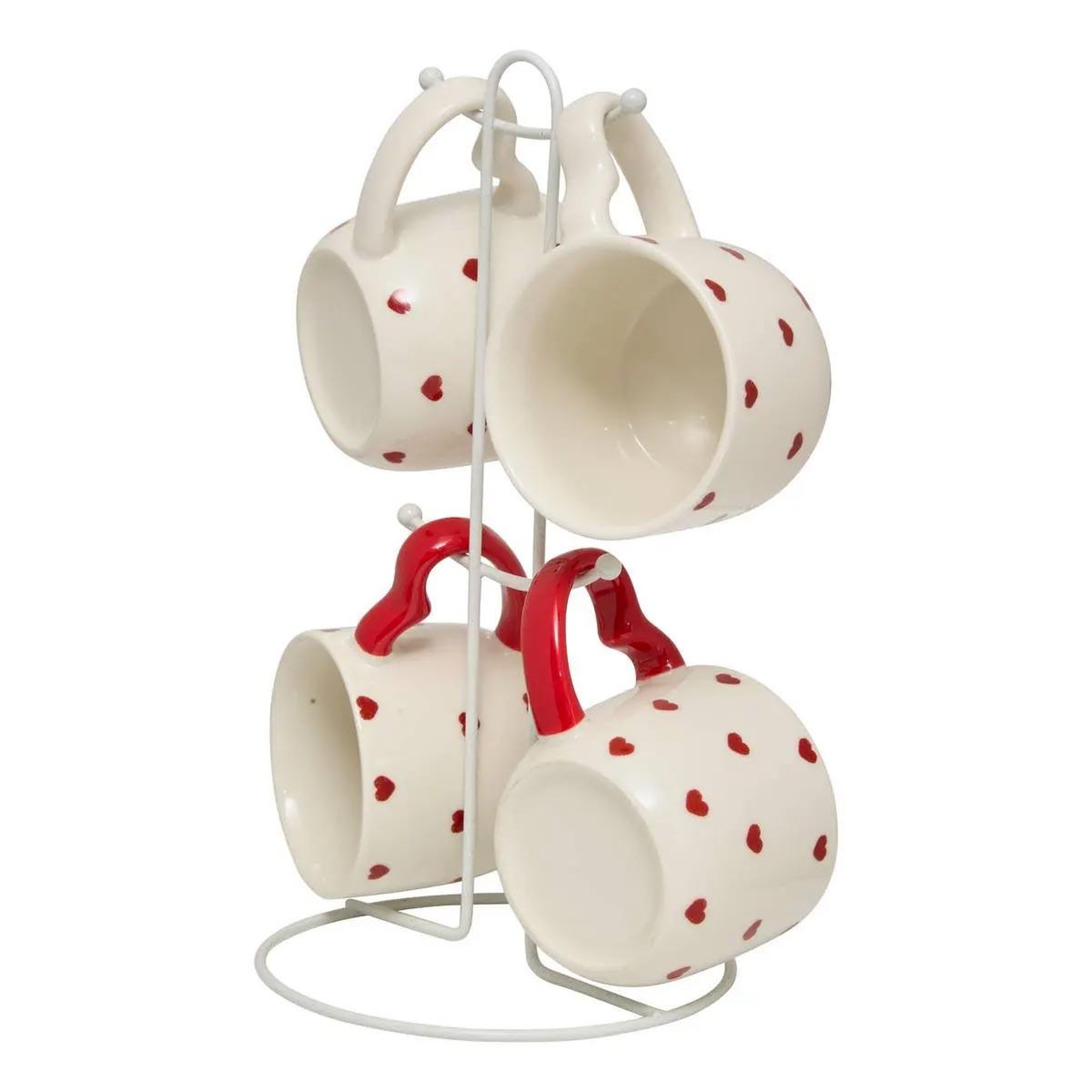 SECRET DE GOURMET Lot de 4 mugs sur rack  valentine  22cl blanc