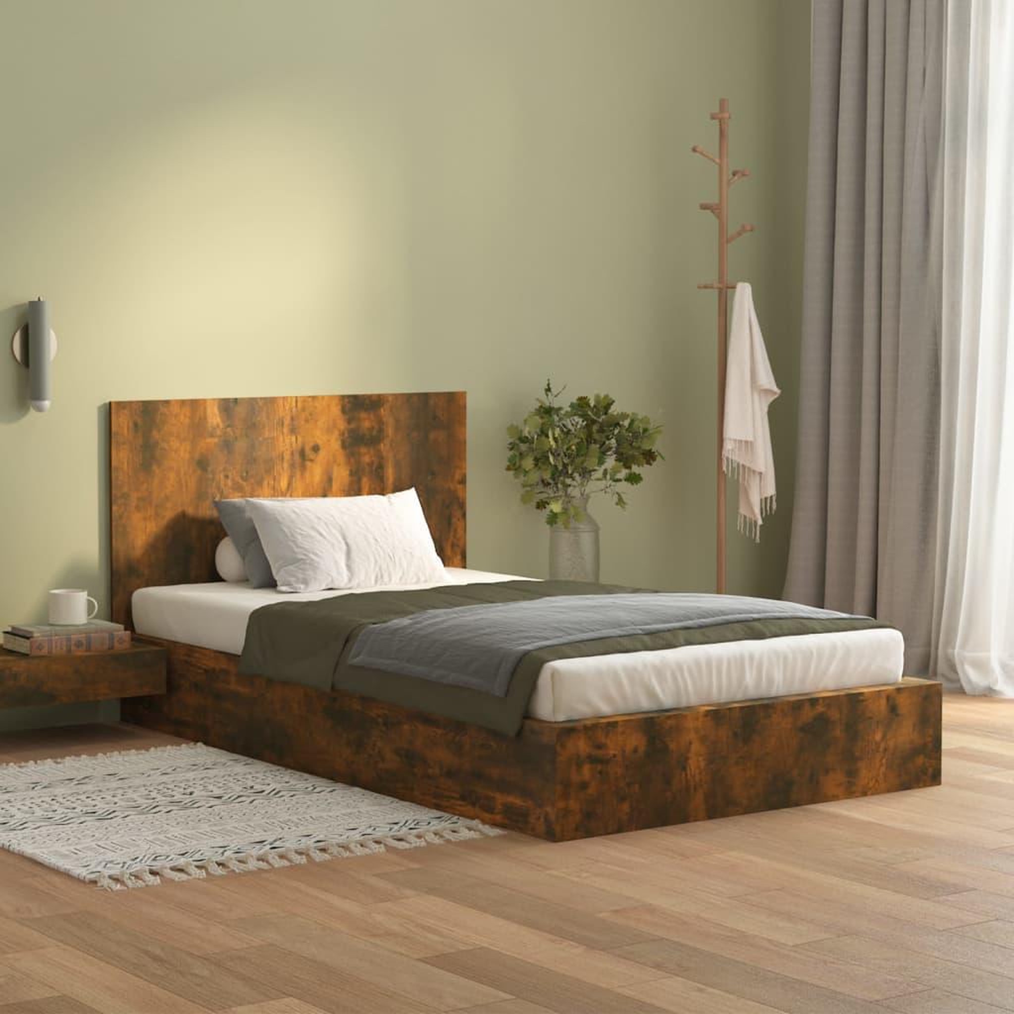 Voir la diapositive 3 : VIDAXL Tete de lit Chene fume 120x1,5x80 cm Bois d'ingenierie