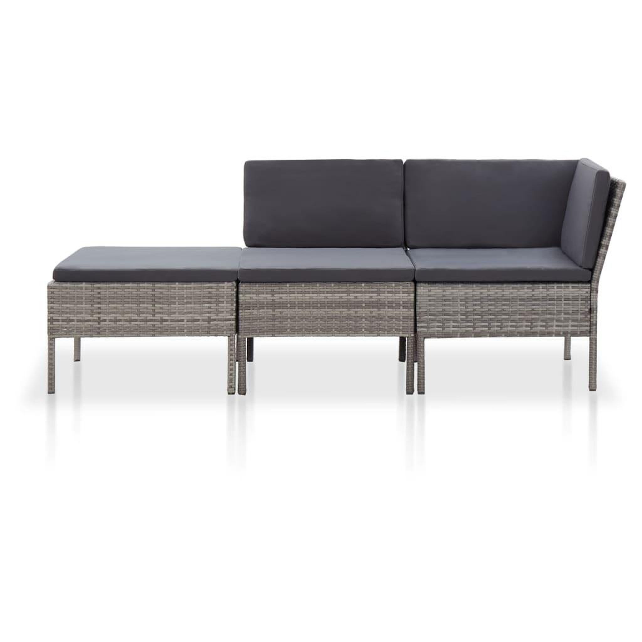 Voir la diapositive 2 : VIDAXL Salon de jardin 3 pcs avec coussins Resine tressee Gris