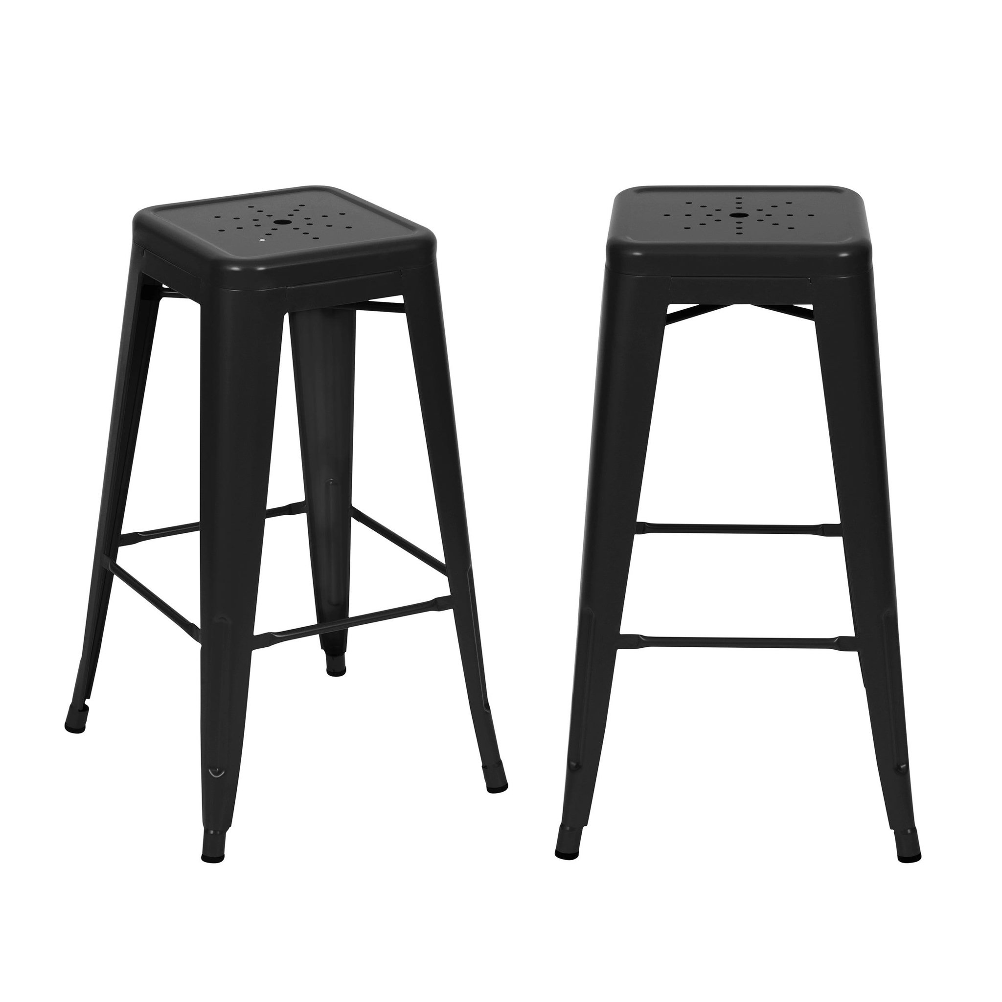 MAISON PAVANE Lot de 2 tabourets pour îlot central 66 cm en métal noir mat-indus